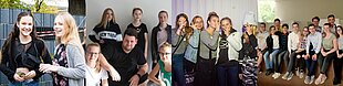 eine Gruppe von Menschen, die in einem Raum stehen